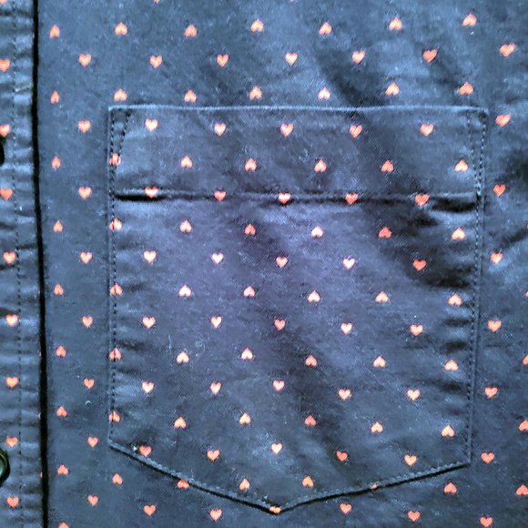 Old Navy Mini Heart Oxford Button Down Large Tall - Picture 3 of 9